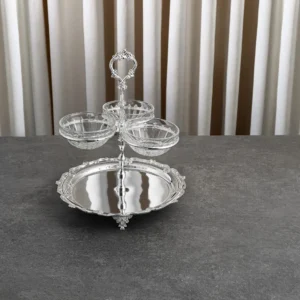 MİDYE BORDÜR 22 CM TEPSİLİ CAMLI ÜÇLÜ REÇELLİK